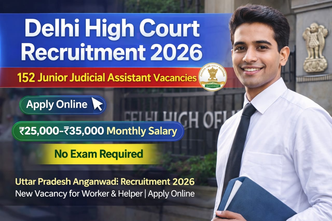 Delhi High Court Junior Judicial Assistant Recruitment 2026 | 152 Vacancy Apply Online